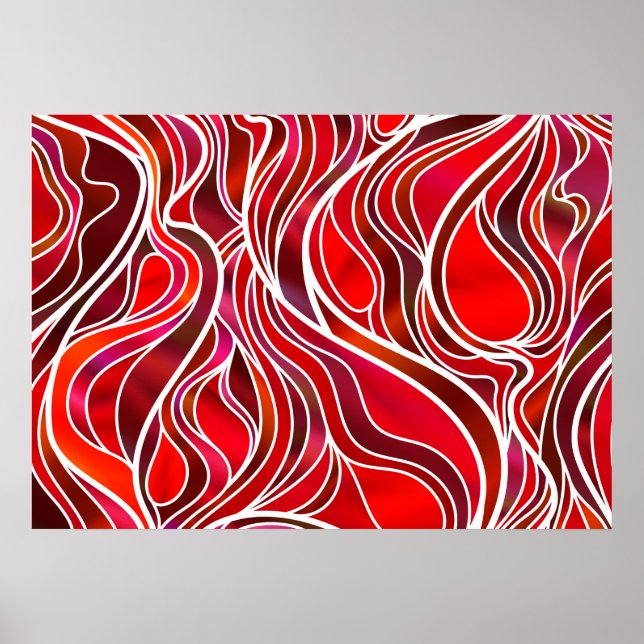 Póster Resumen de vidrio rojo manchado (Frente)