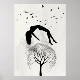 Póster Resumen de vuelo Collage de artista de sueño
