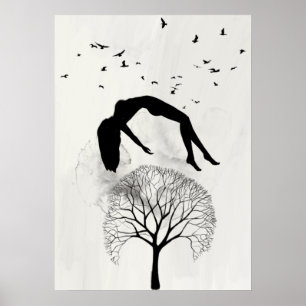 Póster Resumen de vuelo Collage de artista de sueño