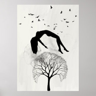 Póster Resumen de vuelo Collage de artista de sueño