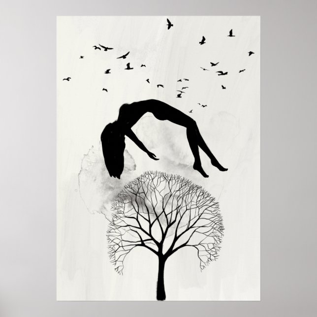 Póster Resumen de vuelo Collage de artista de sueño (Frente)