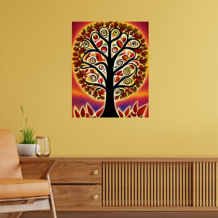 Póster Resumen del árbol de cosecha otoñal