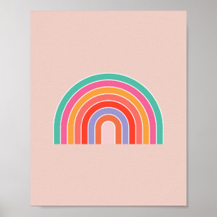 Póster Resumen del arco iris retro colorido