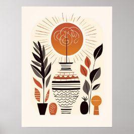 Póster Resumen del Boho moderno Terracotta Vasa decorativ