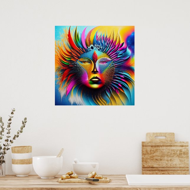 Póster Resumen del Boho Trippy de Sol Psicodélico (Cocina)