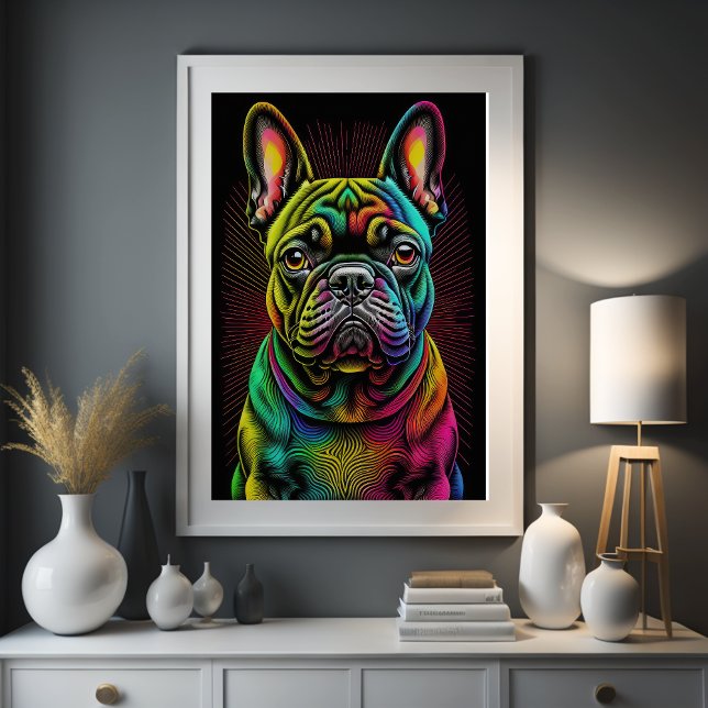 Póster Resumen del dibujo colorido de un Bulldog francés  (Subido por el creador)