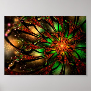 Póster Resumen del diseño de flor fractal.