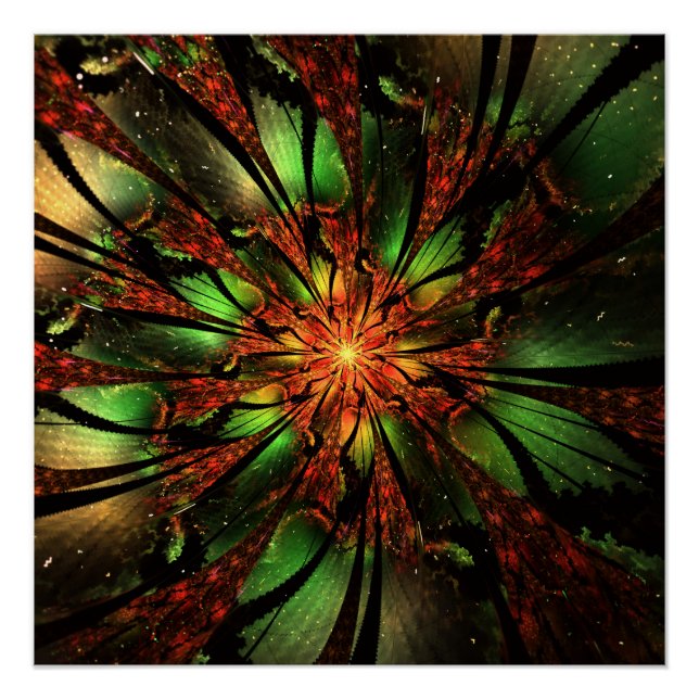 Póster Resumen del diseño de flor fractal. (Anverso)