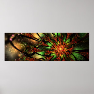 Póster Resumen del diseño de flor fractal.