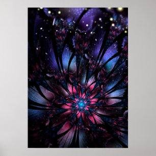 Póster Resumen del diseño de flor fractal.