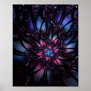 Póster Resumen del diseño de flor fractal.