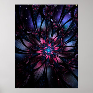 Póster Resumen del diseño de flor fractal.