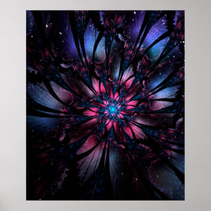 Póster Resumen del diseño de flor fractal.