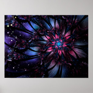Póster Resumen del diseño de flor fractal.