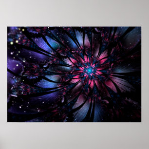 Póster Resumen del diseño de flor fractal.