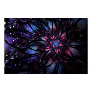 Póster Resumen del diseño de flor fractal.