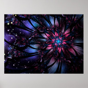 Póster Resumen del diseño de flor fractal.