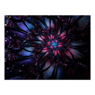 Póster Resumen del diseño de flor fractal.