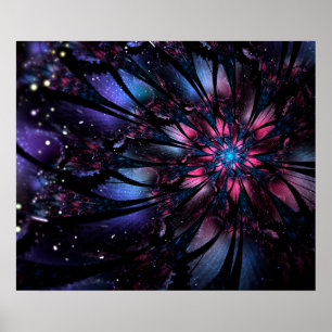 Póster Resumen del diseño de flor fractal.