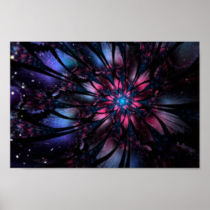 Póster Resumen del diseño de flor fractal.
