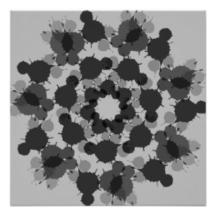 Póster Resumen del diseño de flores negras y grises