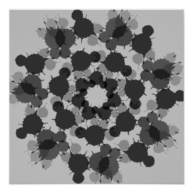 Póster Resumen del diseño de flores negras y grises (Anverso)