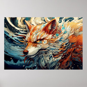 Póster Resumen del encantamiento animal colorido de Fox