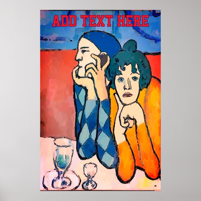 Póster Resumen del hombre en el teléfono celular, estilo  (Frente)