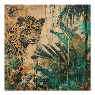 Póster Resumen del paisaje de gatos de la jungla