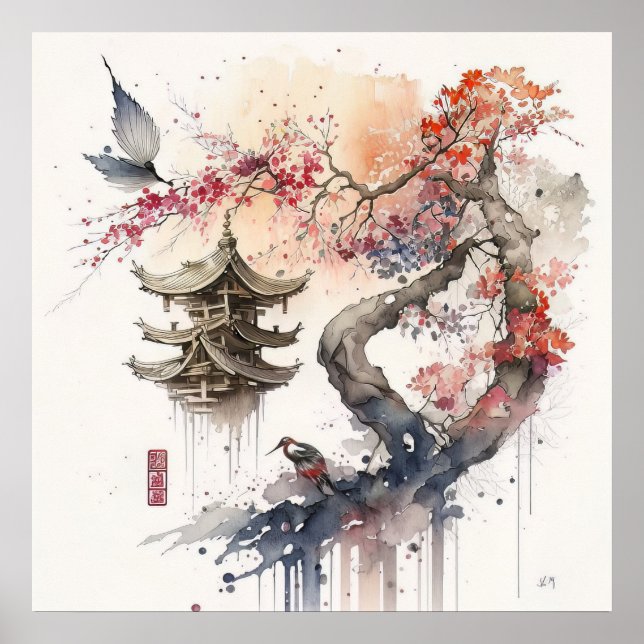 Póster Resumen del paisaje japonés (Frente)