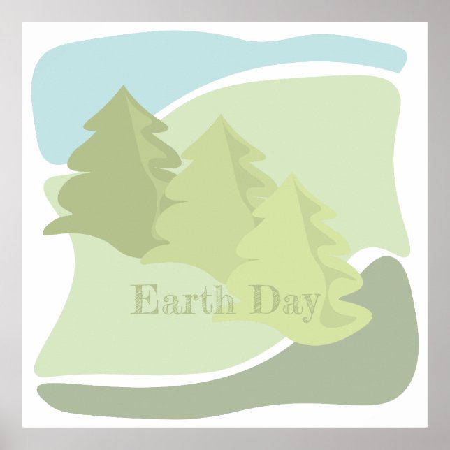 Póster Resumen del paisaje natural con árboles de abetos  (Frente)