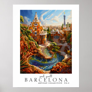 Póster Resumen del Park Guell Barcelona contemporáneo mod