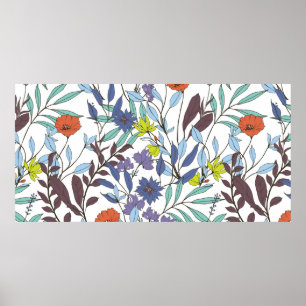 Póster Resumen del patrón de elegancia con fondo floral.