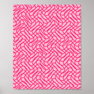 Póster Resumen del patrón de línea Pink Preppy