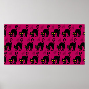 Póster Resumen del patrón del gato de halloween sin fisur