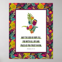 Póster Resumen del patrón floral colorido de Dios de la E