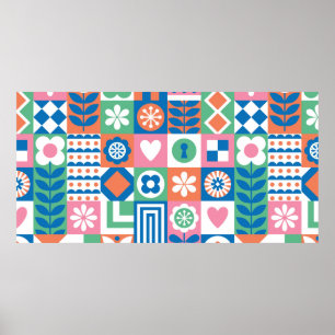 Póster Resumen del patrón floral sin costuras. Escandinav