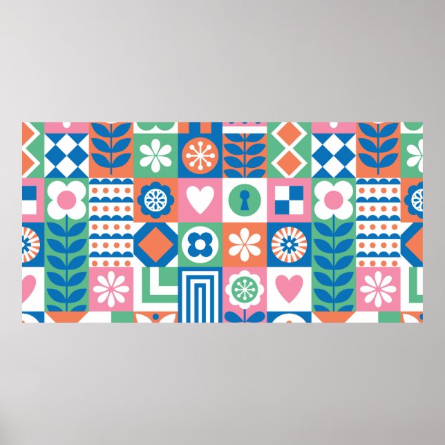 Póster Resumen del patrón floral sin costuras. Escandinav (Frente)