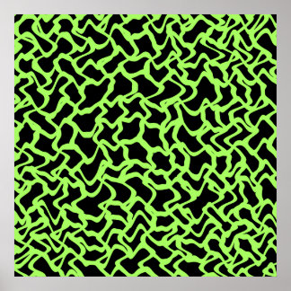 Póster Resumen del patrón gráfico negro y verde limón.