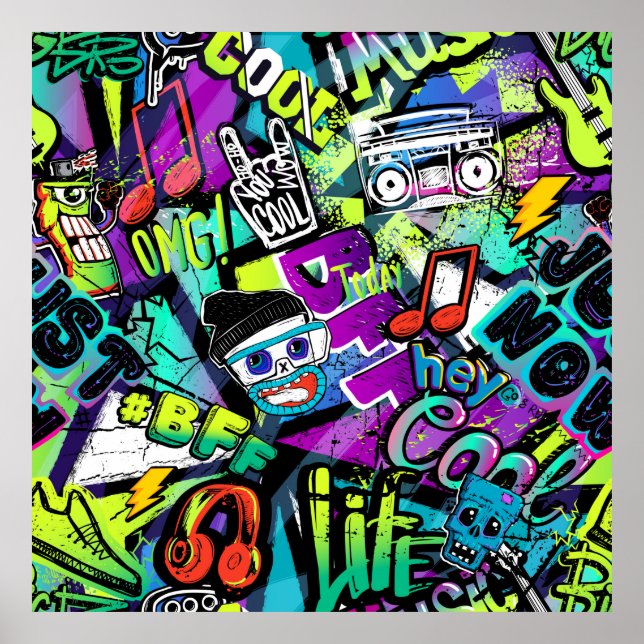 Póster Resumen del patrón personalizado sin fisuras. Repe (Frente)