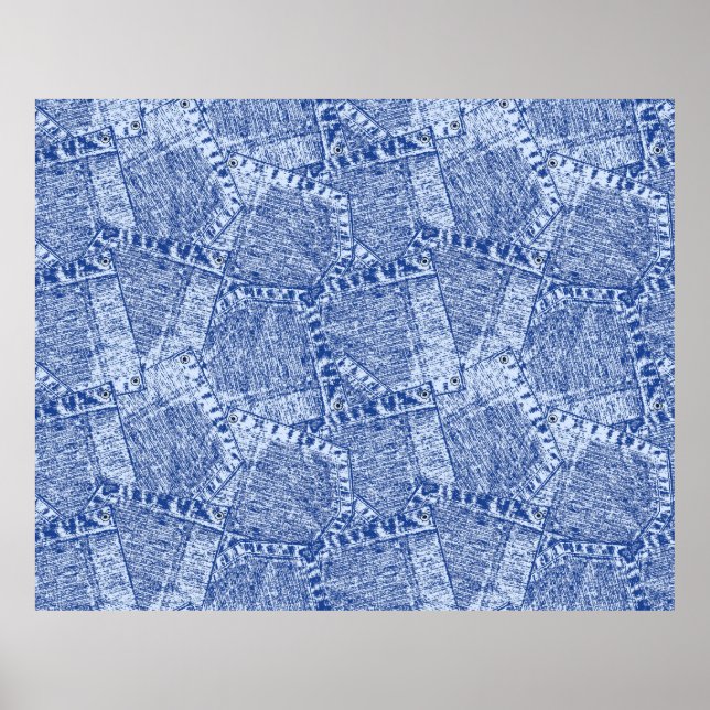 Póster Resumen Denim Pockets Parchwork Seamless Pattern (Frente)