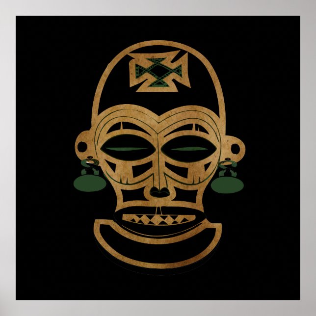 Póster Resumen dibujo de máscara tribal africana (Frente)