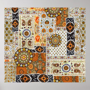 Póster Resumen digital étnico: Patrón sin foco