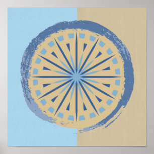 Póster Resumen Diseño de Círculo Azul y Tan Starburst