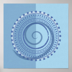 Póster Resumen Diseño de Círculo Geométrico Espiral Azul