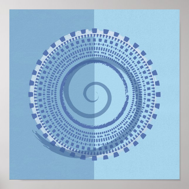 Póster Resumen Diseño de Círculo Geométrico Espiral Azul (Frente)