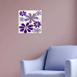 Póster Resumen Doodle de flores moradas