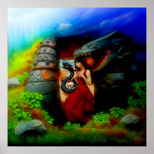 Póster Resumen Dragon Skull Witchy AI Art Mateo Valor