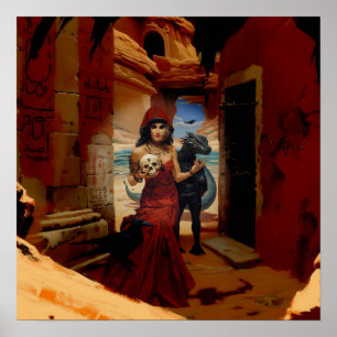 Póster Resumen Dragon Skull Witchy AI Art Mateo Valor