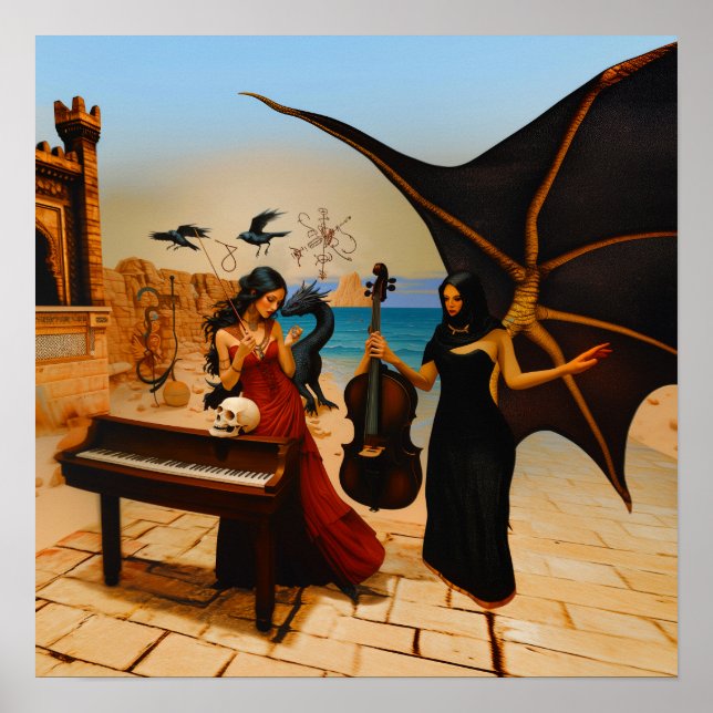 Póster Resumen Dragon Skull Witchy AI Art Mateo Valor (Frente)